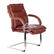 Кресло офисное Бюрократ T-9927SL-LOW-V Leather Eichel светло-коричневый, кожа, низк. спин. полозья металл хром