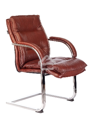 Кресло офисное Бюрократ T-9927SL-LOW-V Leather Eichel светло-коричневый, кожа, низк. спин. полозья металл хром