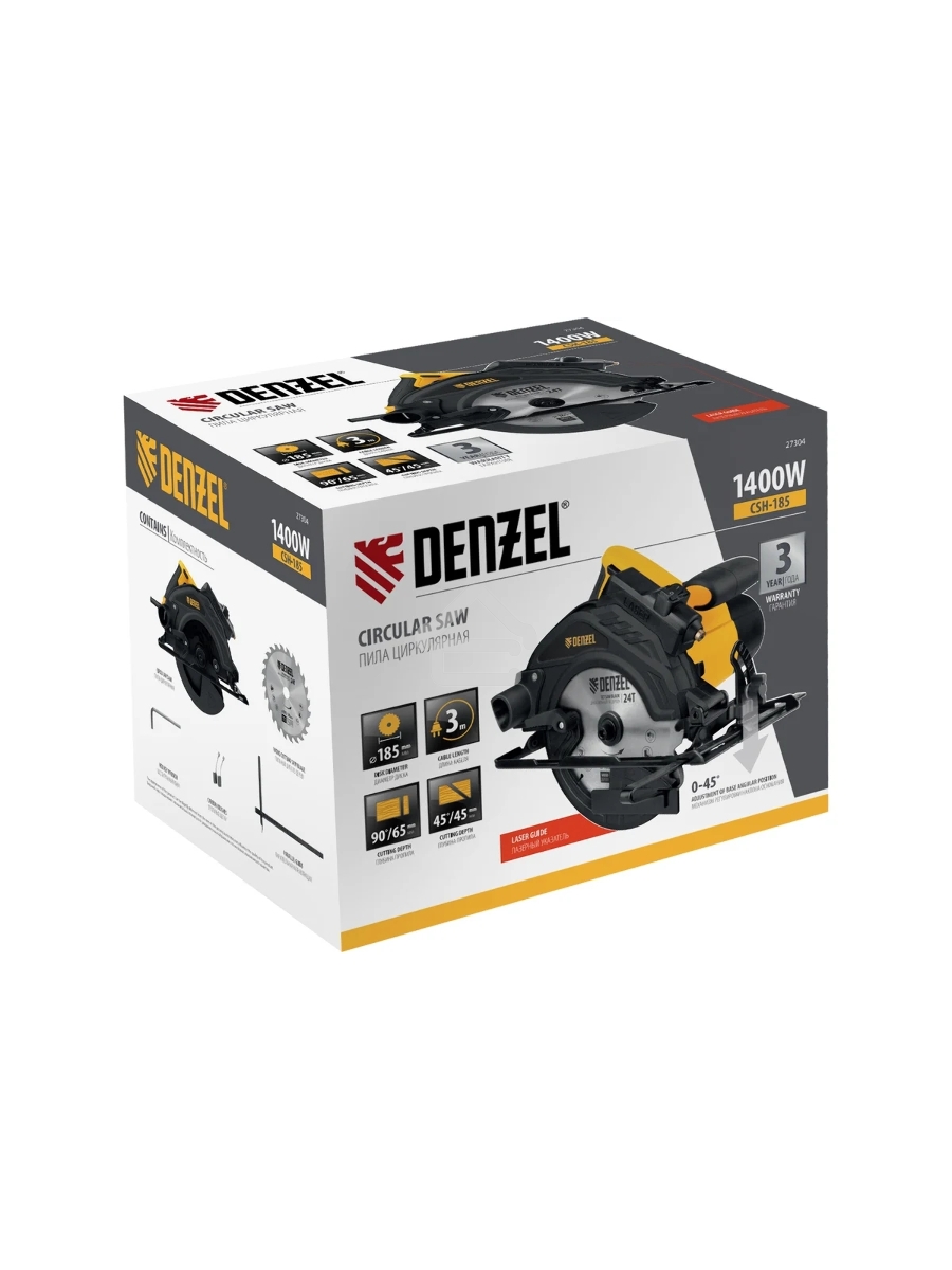 Пила циркулярная CSH-185, 1400 Вт, 185 мм Denzel