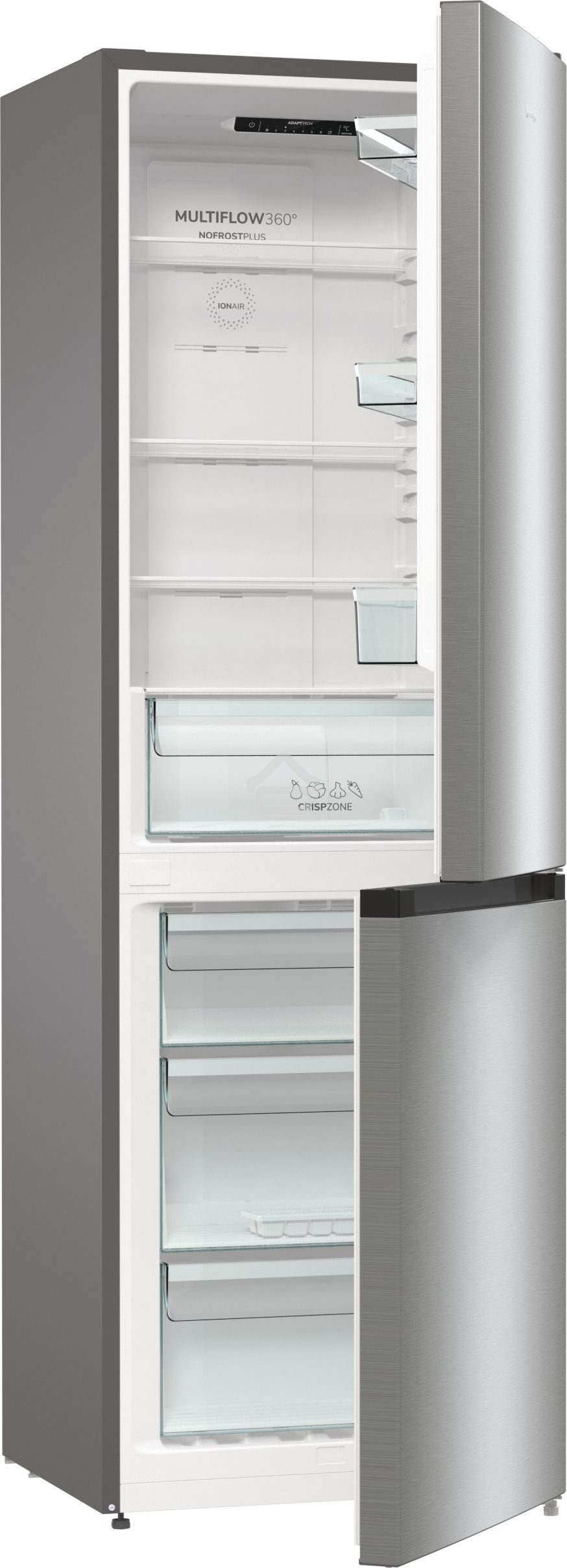 Холодильник Gorenje NRKE62XL серебристый металлик двухкамерный 203/99л морозилка снизу, No Frost