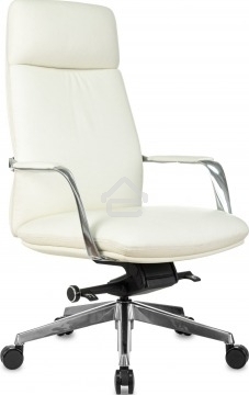 Кресло руководителя Бюрократ VEGA белый, кожа, крестов. алюминий