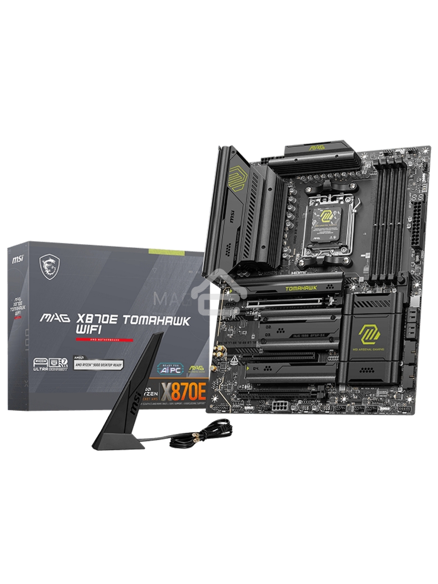Материнская плата MSI MAG X870E TOMAHAWK WIFI, AM5, AMD X870, 4xDDR5, 4xSATA, 4xM.2, 1xPCI-E 5.0 x16, 1xPCI-E 4.0 x4, 1xPCI-E 3.0 x1, 1xHDMI, 2xUSB Type-C, 1x5Gb LAN, 2xUSB-A 3.2 Gen 2, 3xUSB-A 3.2 Gen 1, 4xUSB-A 2.0, 7.1, Wi-Fi 7, ATX