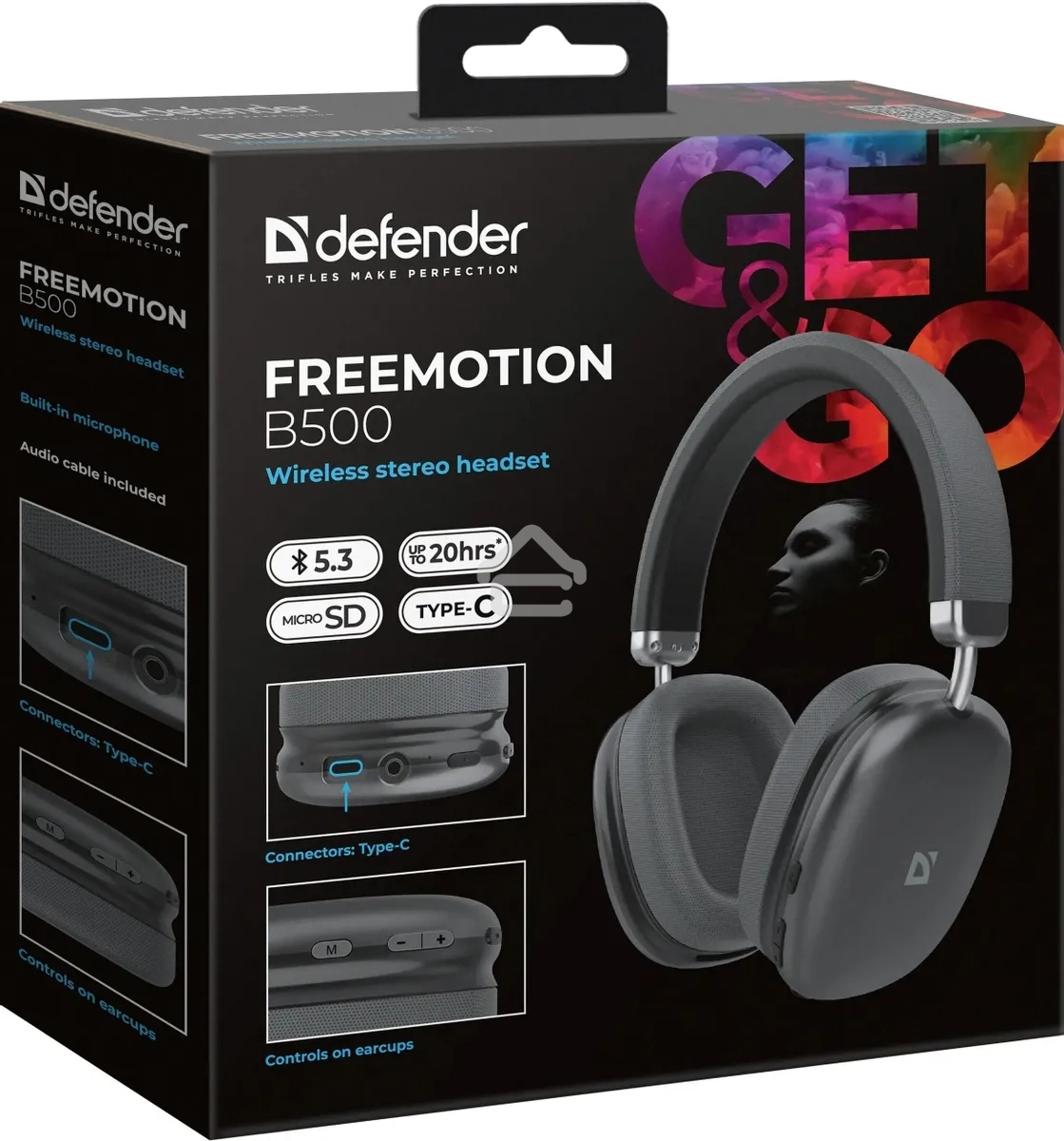 Беспроводная гарнитура Defender FreeMotion B500 серый