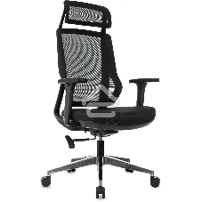 Кресло руководителя Бюрократ MC-412N-H черный сетка/ткань с подголов. крестов. металл хром