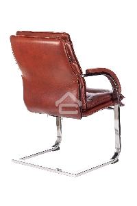 Кресло офисное Бюрократ T-9927SL-LOW-V Leather Eichel светло-коричневый, кожа, низк. спин. полозья металл хром