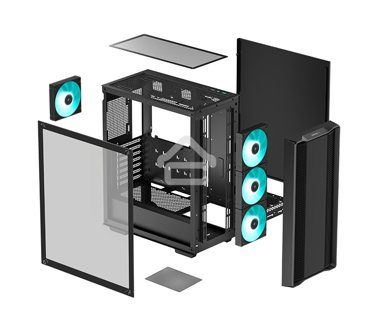 Компьютерный корпус Deepcool CC560 V2 черный без БП ATX 4x120мм 1xUSB 2.0 1xUSB 3.0 audio bott PSU