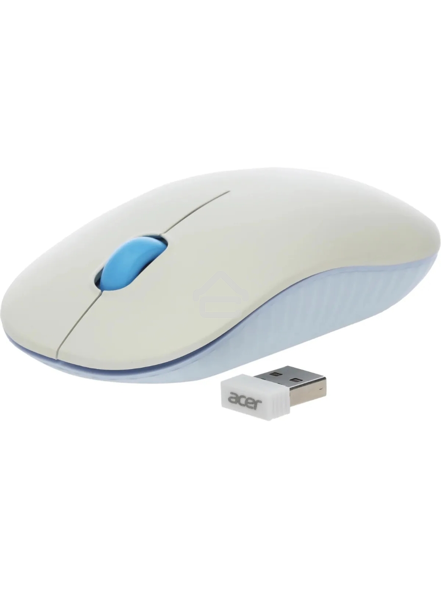 Мышь беспроводная Acer OMR205 белый/голубой, 1200 dpi, радиоканал, USB, кнопки - 3