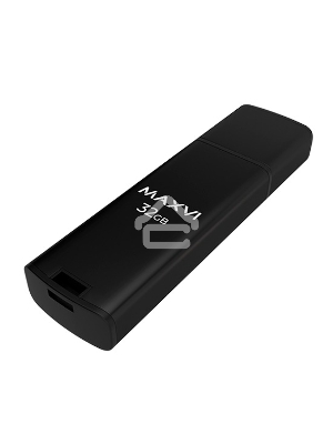 Флеш диск Maxvi MP2 32GB USB 2.0 black, монолит с колпачком, ABS пластик + металл