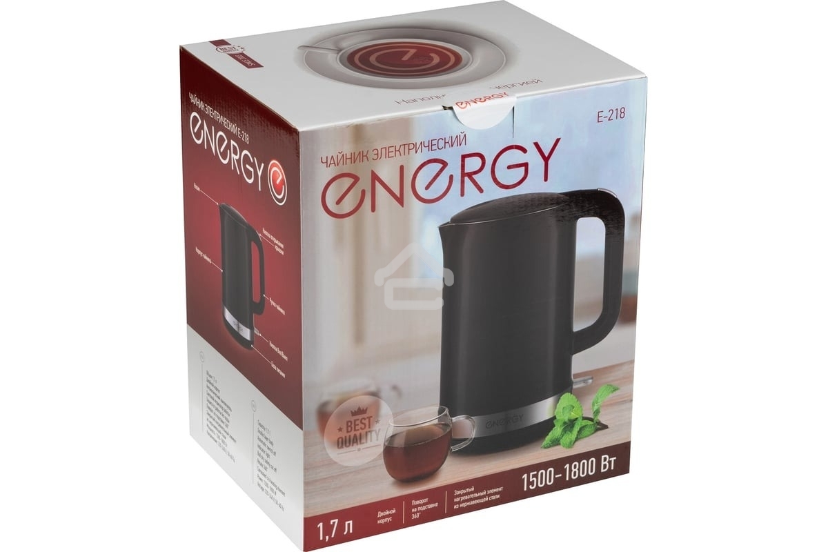 Чайник электрический Energy E-218 1.7л, двойной корпус, черный