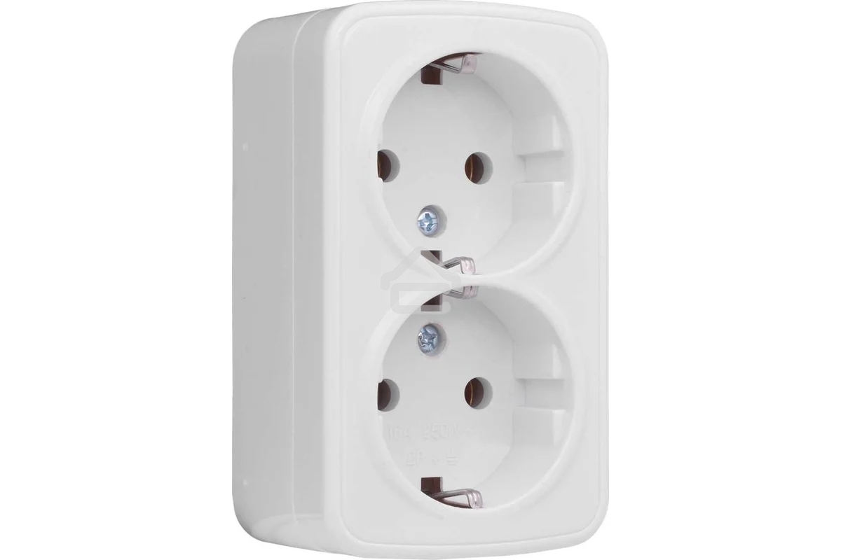 Розетка EKF Basic Минск EGR16-128-10 2-местная ОП 16А с заземлением белая