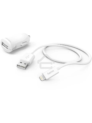 Комплект зарядное устройство Hama H-183266 2.4A для Apple кабель Apple Lightning белый
