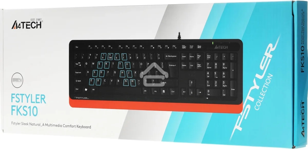 Клавиатура проводная A4Tech Fstyler FKS10, USB, черный/оранжевый