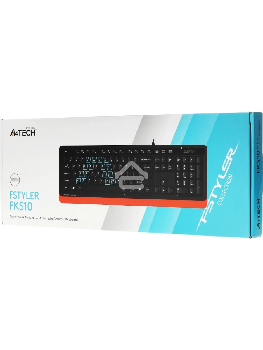 Клавиатура A4Tech Fstyler FKS10 проводная, USB, черный/оранжевый