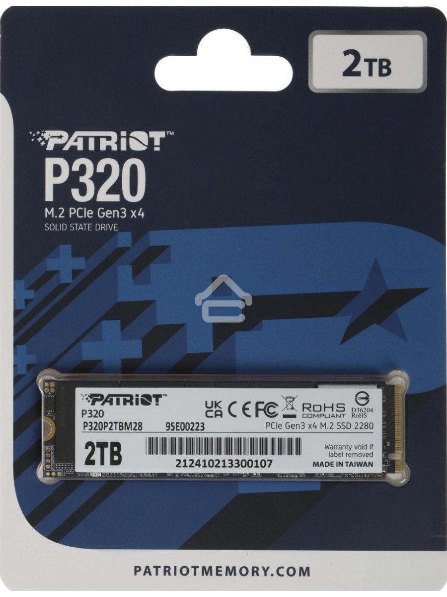 SSD накопитель Patriot P320 2ТБ, M.2 2280, NVMe, R/W 3000MB/2200MB/s