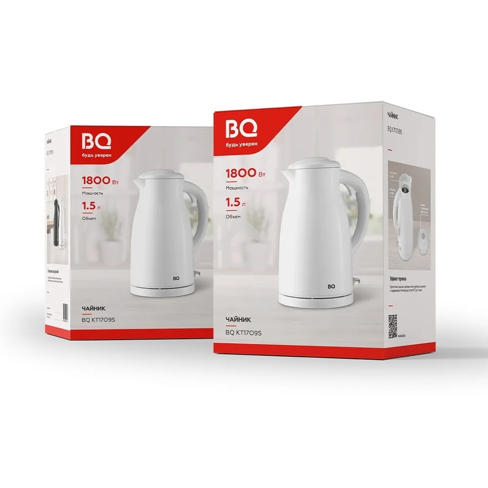Чайник электрический BQ KT1709S белый. Мощность:1800/Объем:1,5