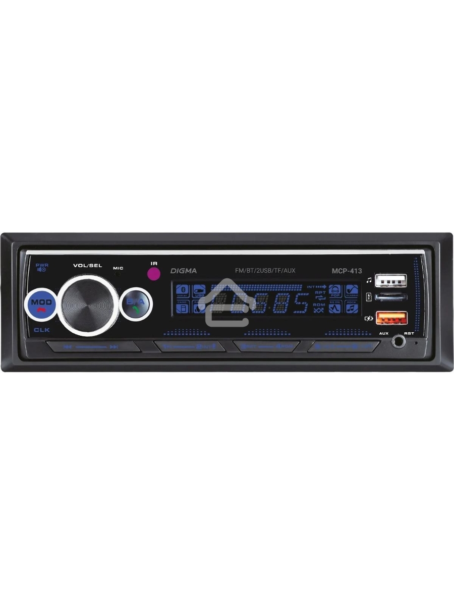 Автомагнитола Digma MCP-413 1DIN 4x45Вт v5.0 USB 2.0 AUX 4 ПДУ