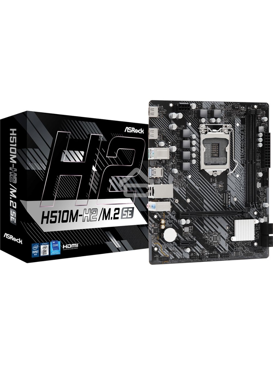 Материнская плата ASRock H510M-H2/M.2 SE, LGA 1200, Intel H470, 2xDDR4, 4xSATA, 1xM.2, 1xPCIe 4.0 x16, 1xPCIe x1, 2xHDMI, 1x 1Gb LAN, 2xUSB 2.0, 4xUSB 3.2 Gen 1, 3x3.5 мм, 7.1, mATX