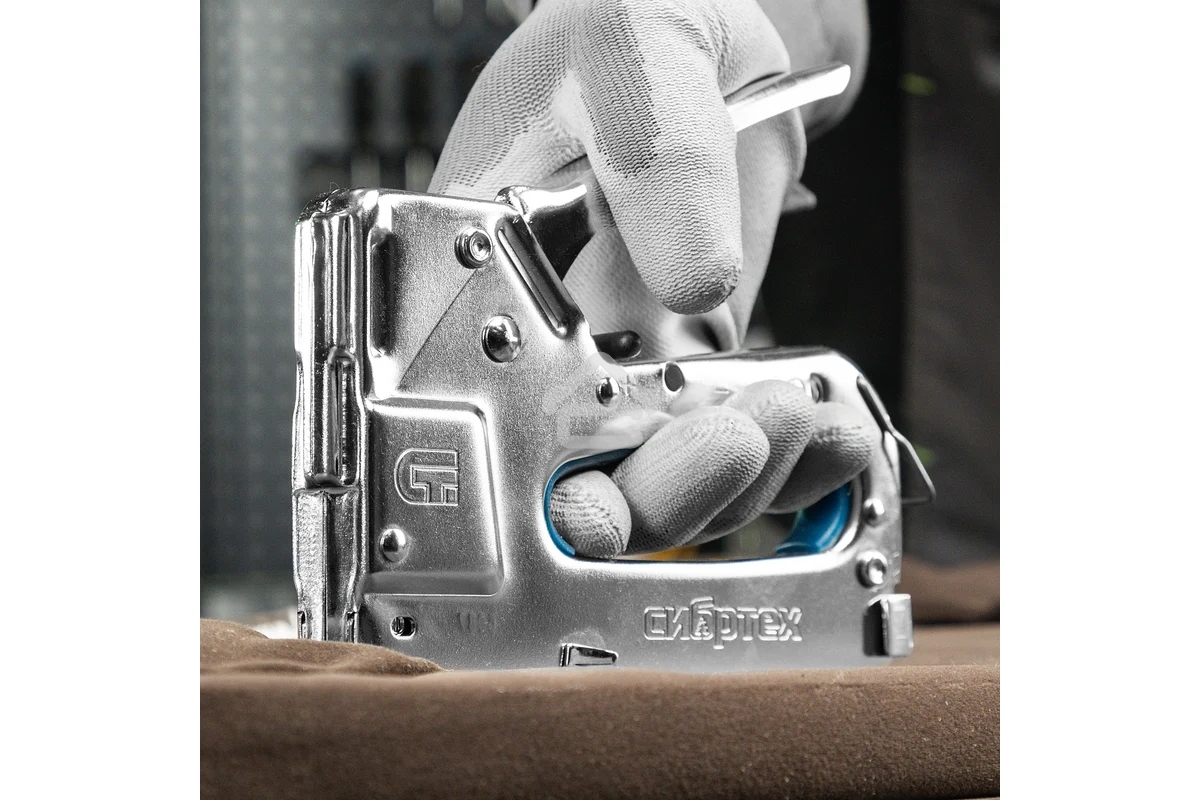 Степлер мебельный СИБРТЕХ, металлический, регулируемый, тип скобы 53, 4-14 мм СИБРТЕХ 40101