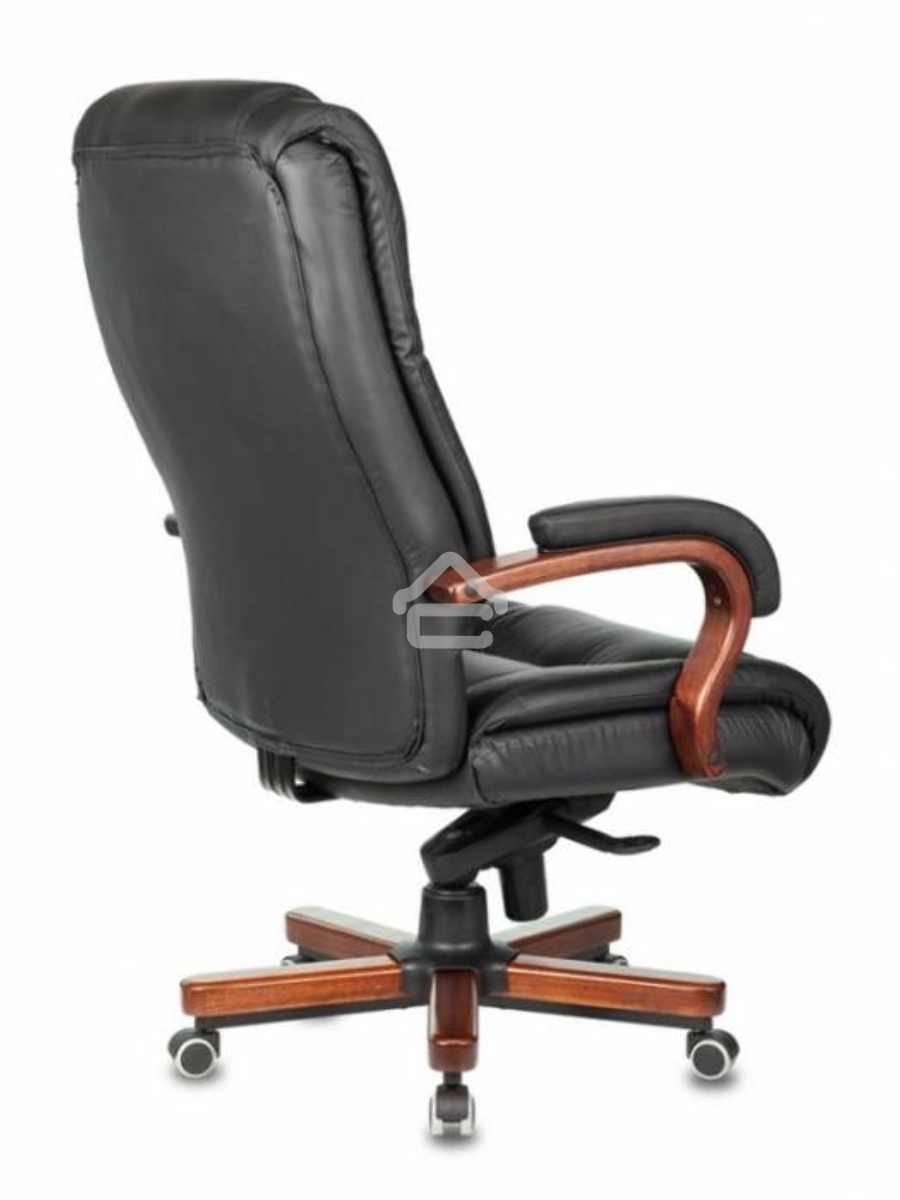 Кресло руководителя Бюрократ T-9925WALNUT/BLACK черный, кожа, крестовина дерево
