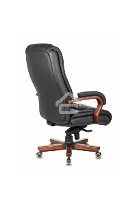 Кресло руководителя Бюрократ T-9925WALNUT/BLACK черный, кожа, крестовина дерево