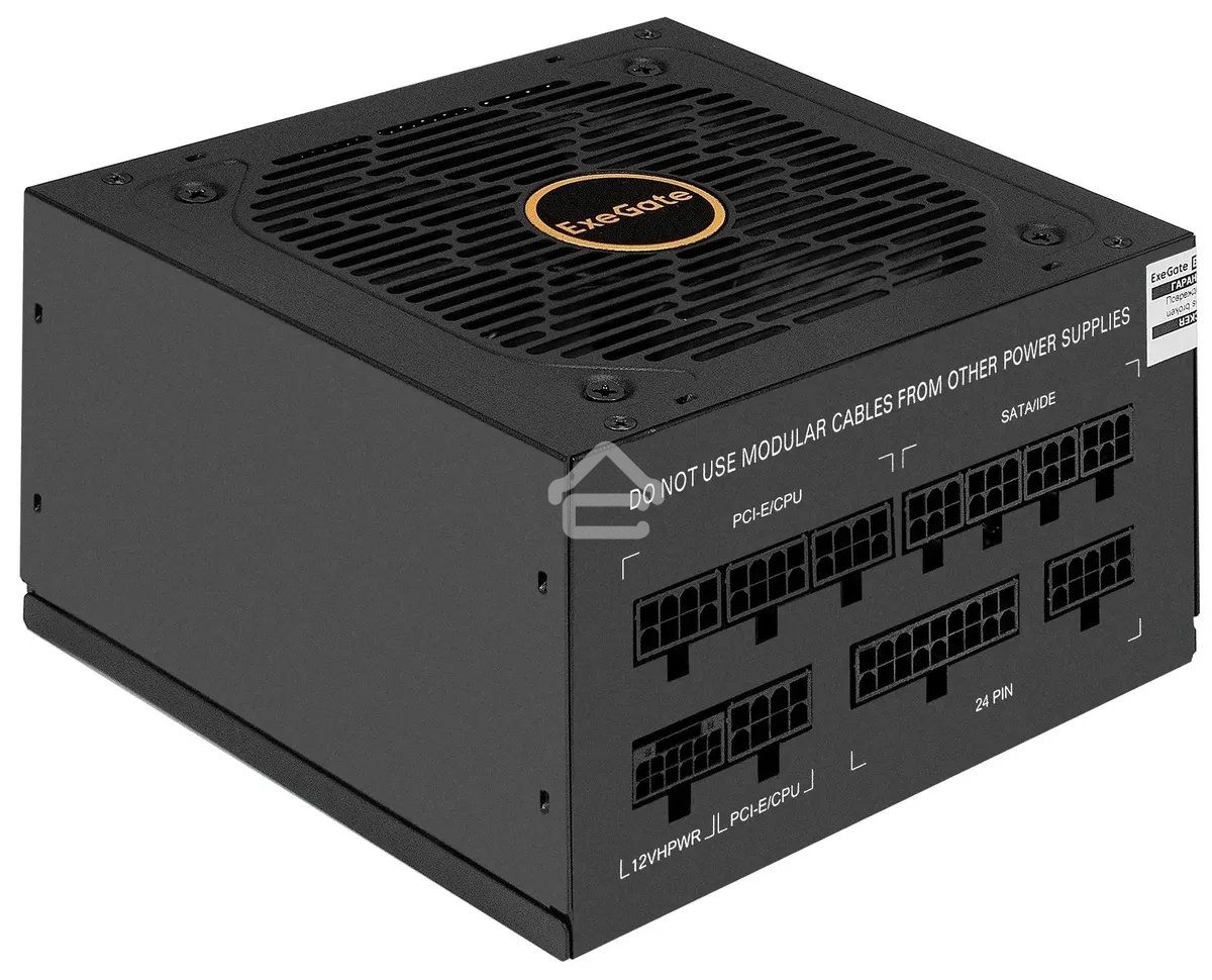 Блок питания 650W ExeGate 80 PLUS® GOLD 650VSP FС (ATX3.0, APFC, КПД 90% (80 PLUS Gold), 120мм fan, 24pin, 2x(4+4)pin, PCIE5.0/12VHPWR, 2xPCI-E, 6xSATA, 3xIDE, 1xFDD, Full Cable Management, black, Color box)