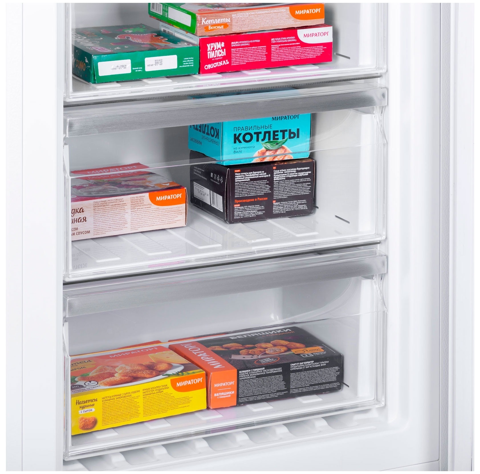 Холодильник Maunfeld MFF200NFW белый глянц. двухкамерный 271/106л морозилка снизу