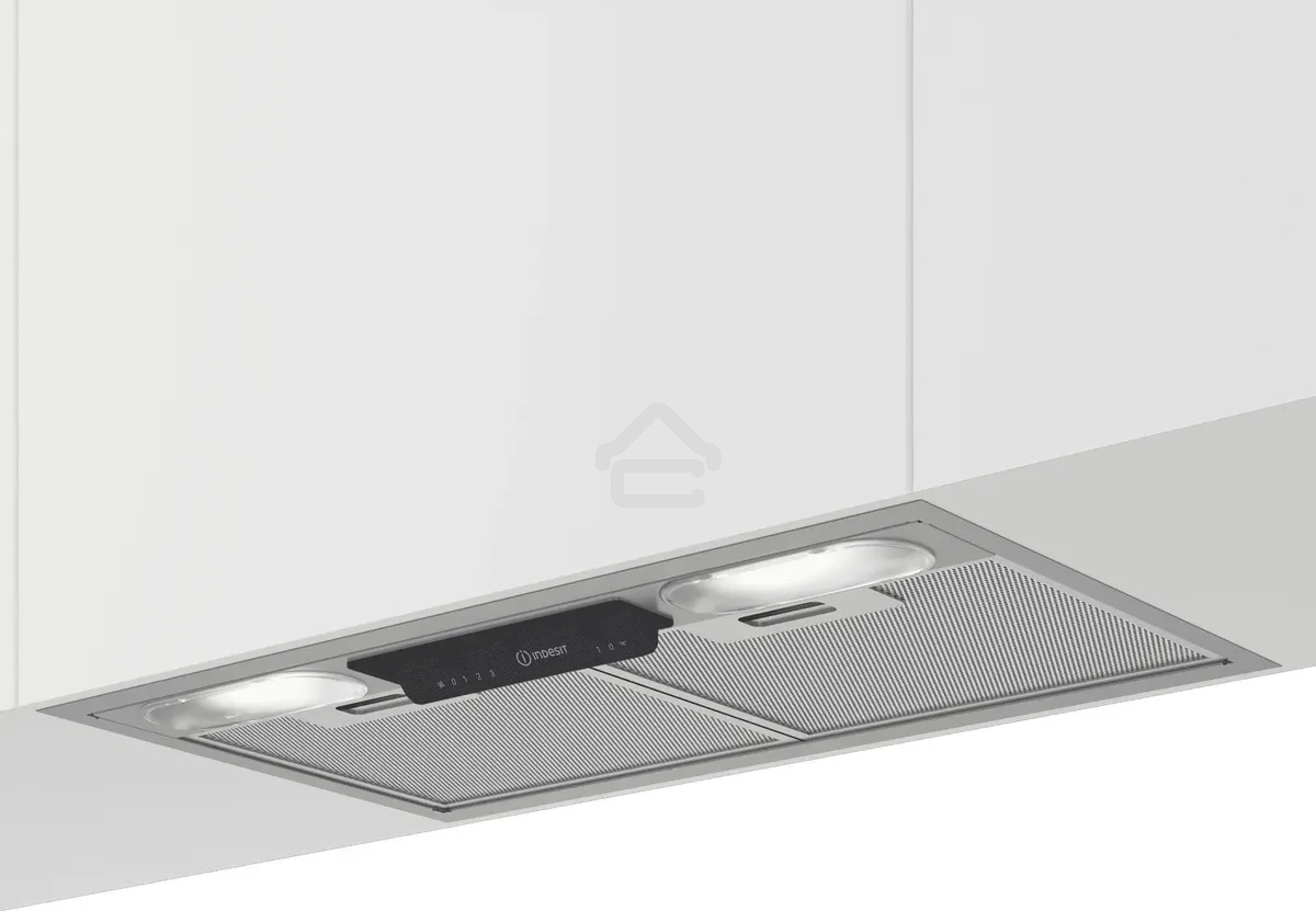Вытяжка встраиваемая Indesit INAE 52FLS X нержавеющая сталь, 53 см, 381 куб. м/ч, 61 дБ
