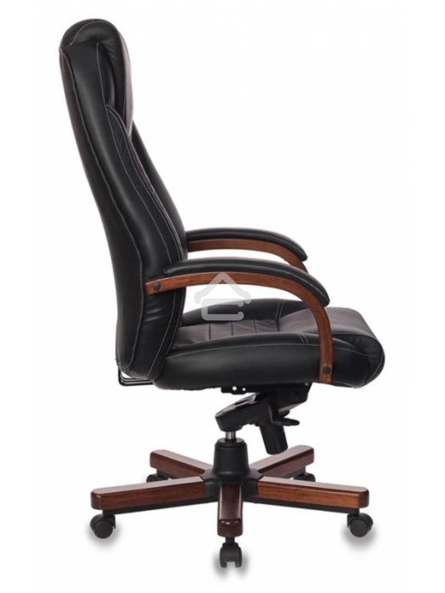 Кресло руководителя Бюрократ T-9923WALNUT/BLACK черный, кожа, крестовина дерево