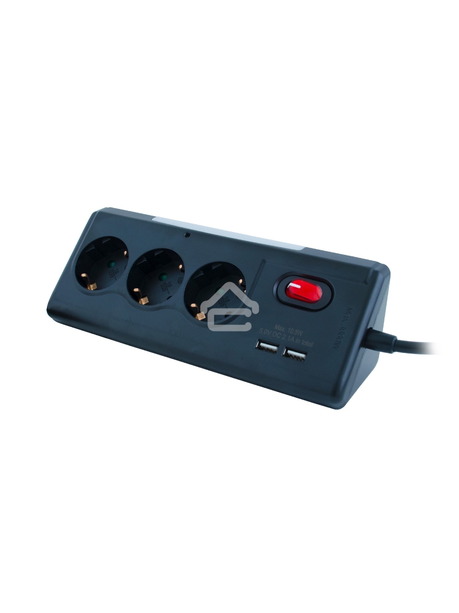 Удлинитель сетевой СТАРТ S 3x1 ZDV 2USB-- 12, 3 розетки, до 16А, 2xUSB, 1.5м, с заземлением, кнопка включения, функцией ночника, защитными шторками от детей, белый