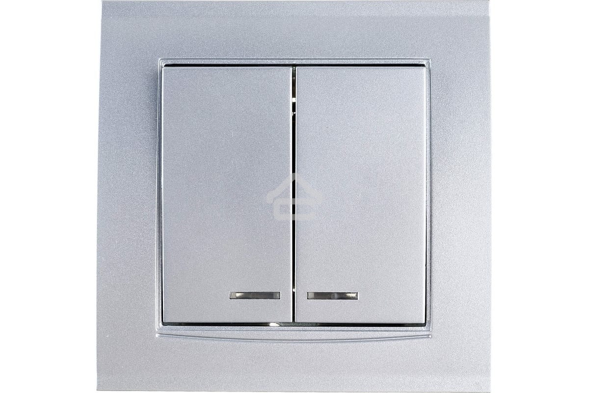 Выключатель 2-кл. СП Бриллиант 10А IP20 с подсветкой серебр. Universal 7949667