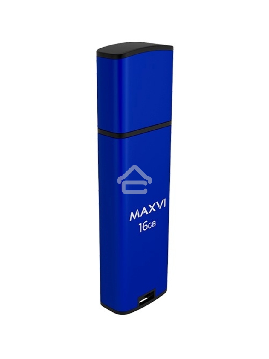 Флеш диск Maxvi MP2 16GB USB 2.0 blue, монолит с колпачком, ABS пластик + металл