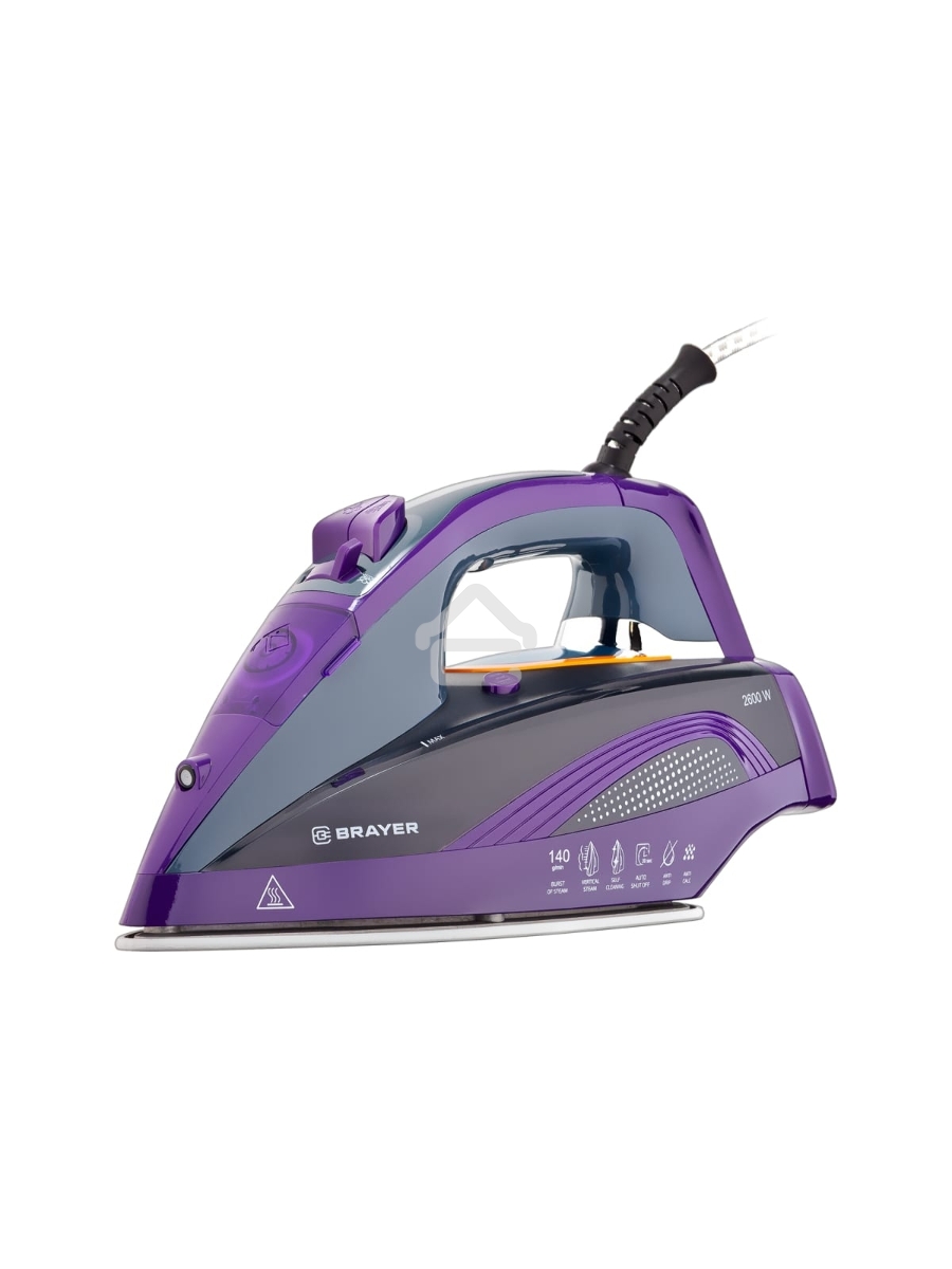 Утюг BRAYER, 2600 Вт, керамическое покрытие, автоотключение, Пар 140 г/м, One temp, антикапля, спрей, самоотчистка