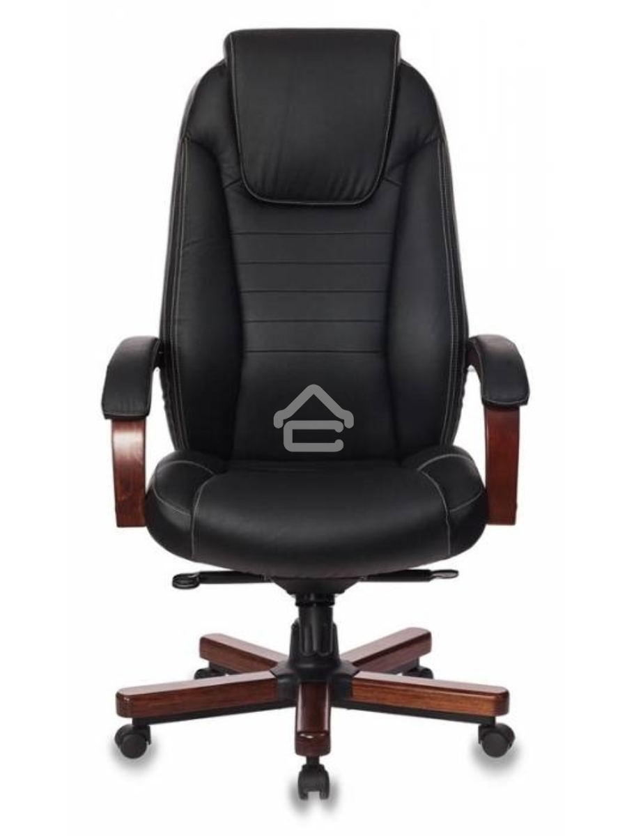 Кресло руководителя Бюрократ T-9923WALNUT/BLACK черный, кожа, крестовина дерево