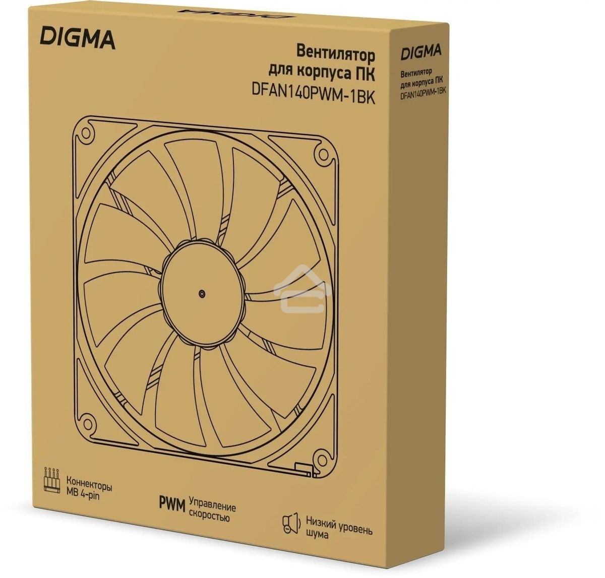 Вентилятор для корпуса Digma DFAN140PWM-1BK черный, 140 мм, 1500 об/мин, 28 дБ, 4 pin