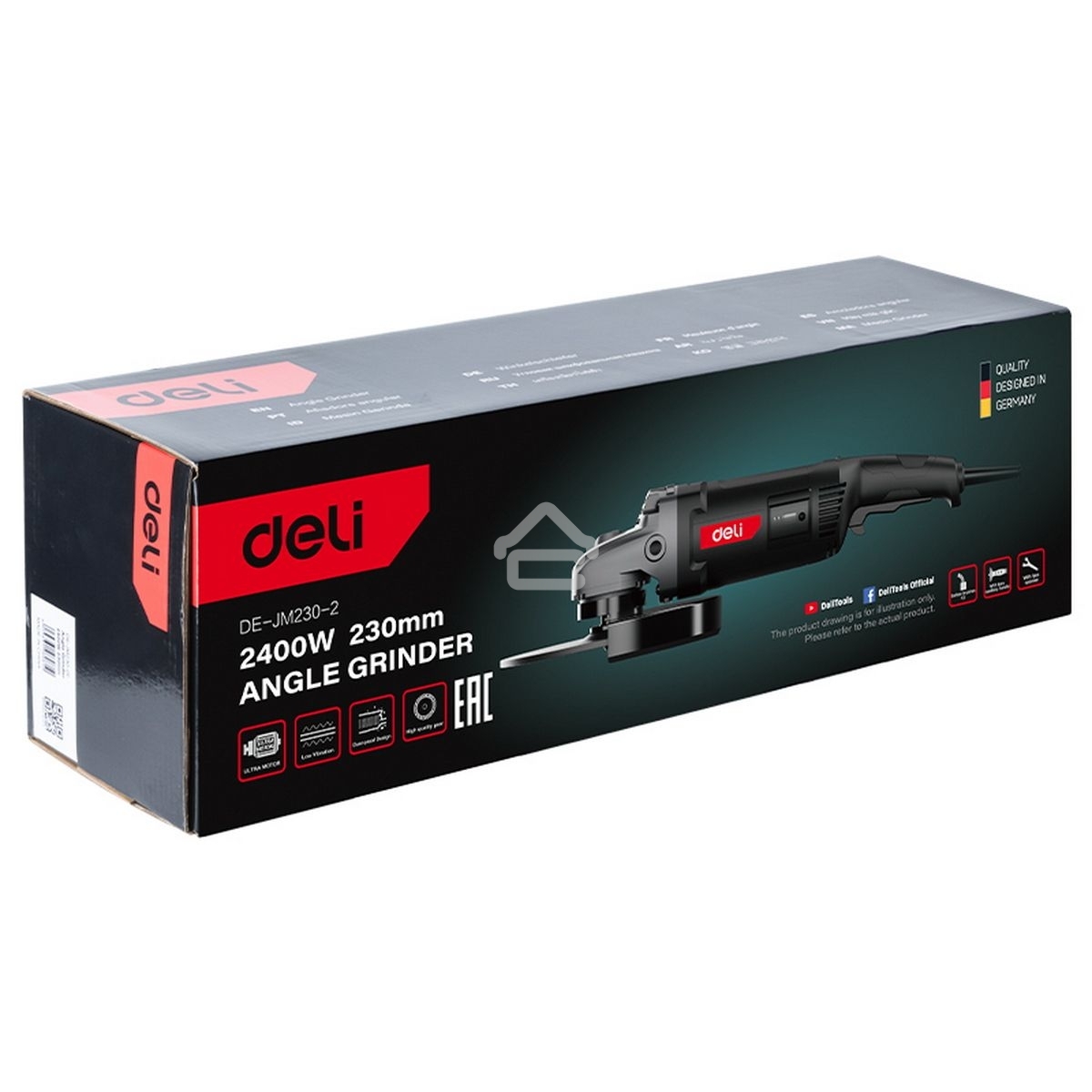Угловая шлифовальная машина Deli DE-JM230-2E (2400Вт, 230мм, 6400об/мин, картон)