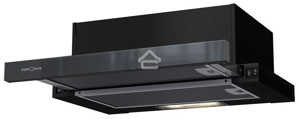 Вытяжка встраиваемая Krona Kamilla 600 AIR 2B черный, 60 см, 1066 куб. м/ч, 58 дБ