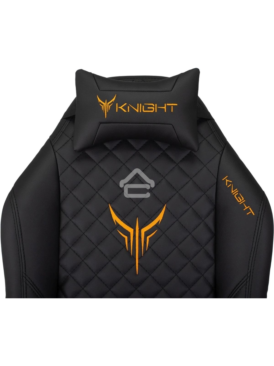 Кресло игровое Knight RAMPART черный, ромбик, эко.кожа, с подголов. крестовина металл