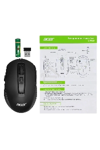 Мышь беспроводная Acer OMR060 черный, 1600 dpi, радиоканал, USB, кнопки - 6