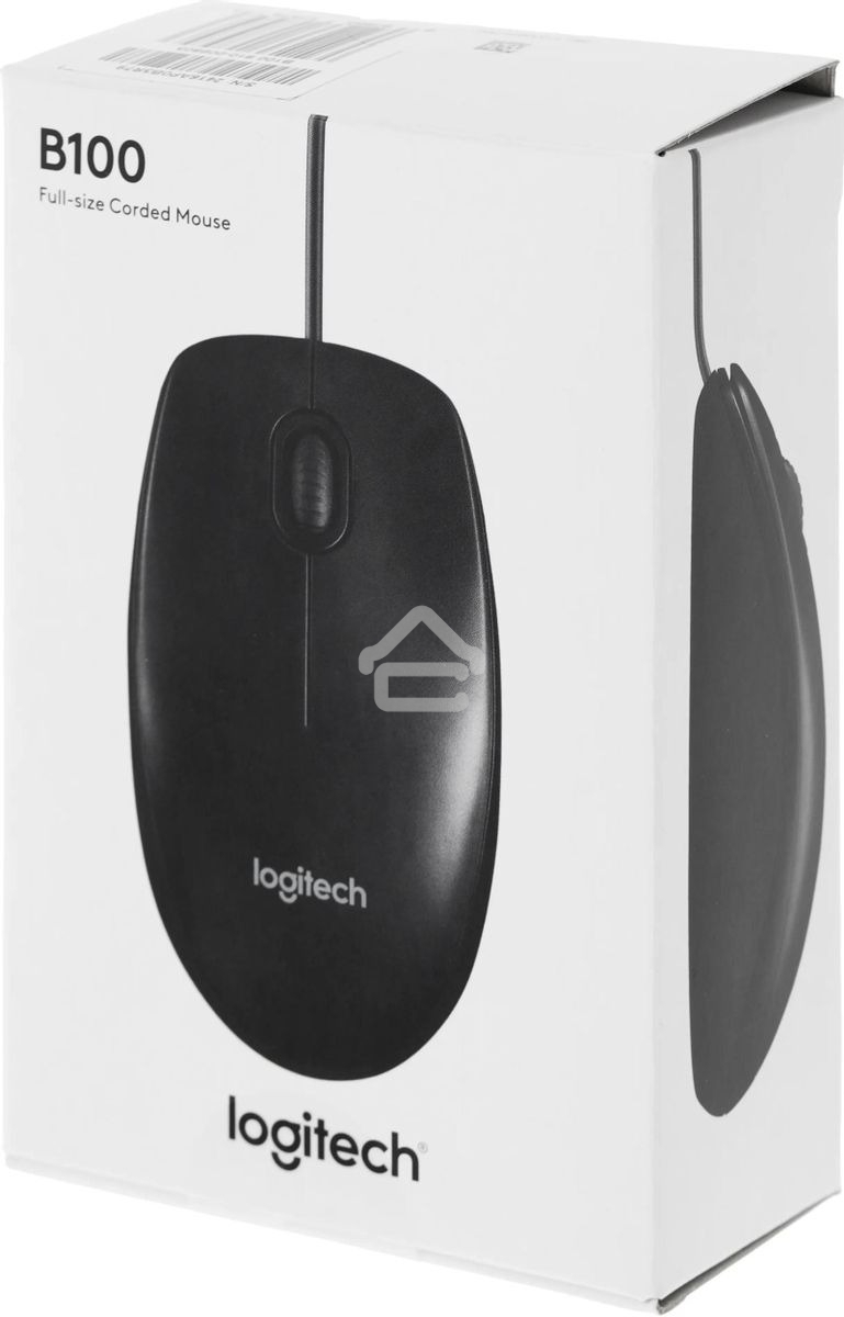 Мышь проводная Logitech B100 черный, 1000 dpi, USB, кнопки - 3