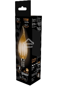 Лампа филам. Gauss Filament 11Вт цок.:E14 свеча 220B св.свеч.бел.теп. CF35 (упак.:10шт) (104801111)