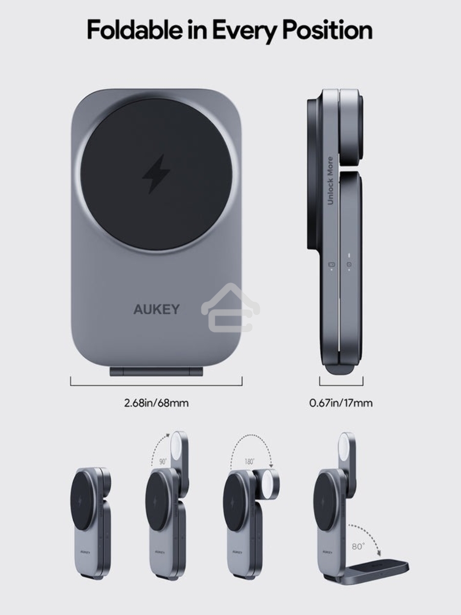 Беспроводное зарядное устройство Aukey LC-MC312 3in1 Travel Qi2