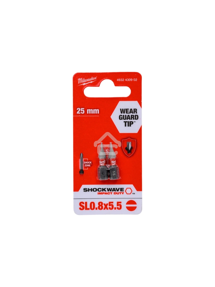 Бита Milwaukee Shockwave SL0.8x5.5 25мм 2шт (4932430902)