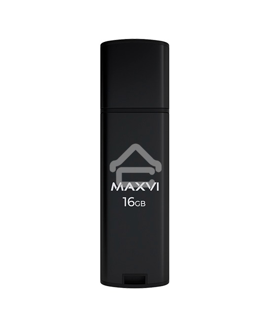 Флешка USB R/W Maxvi MP2 16GB USB 2.0 black, монолит с колпачком, ABS пластик + металл