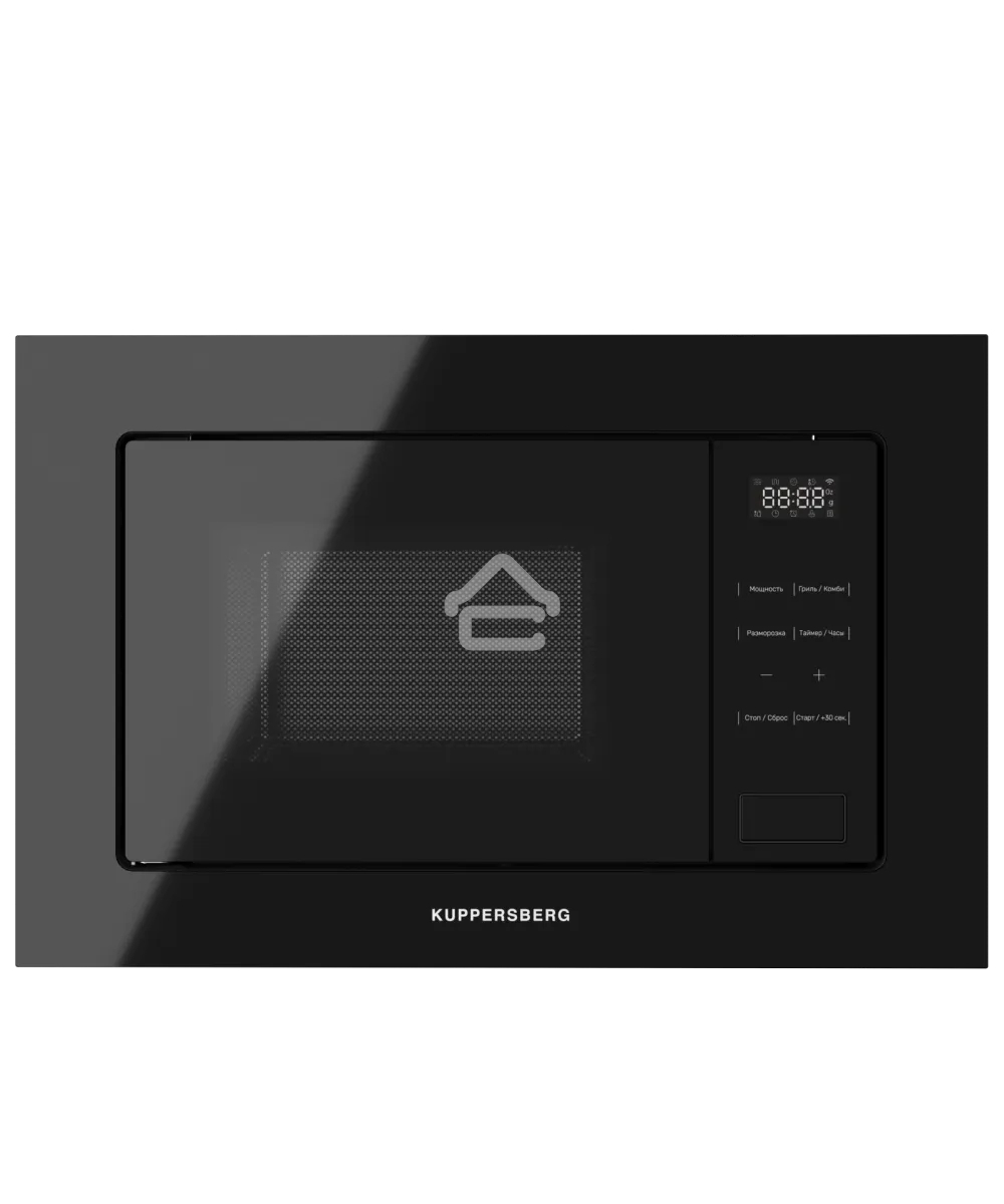 Микроволновая печь встраиваемая Kuppersberg, High-Tech, 20 л, гриль, 5 уровней мощности, 8 автоматических программ, многофункциональный таймер, размораживание, сенсорное управление, блокировка от детей, поворотный стол, черный