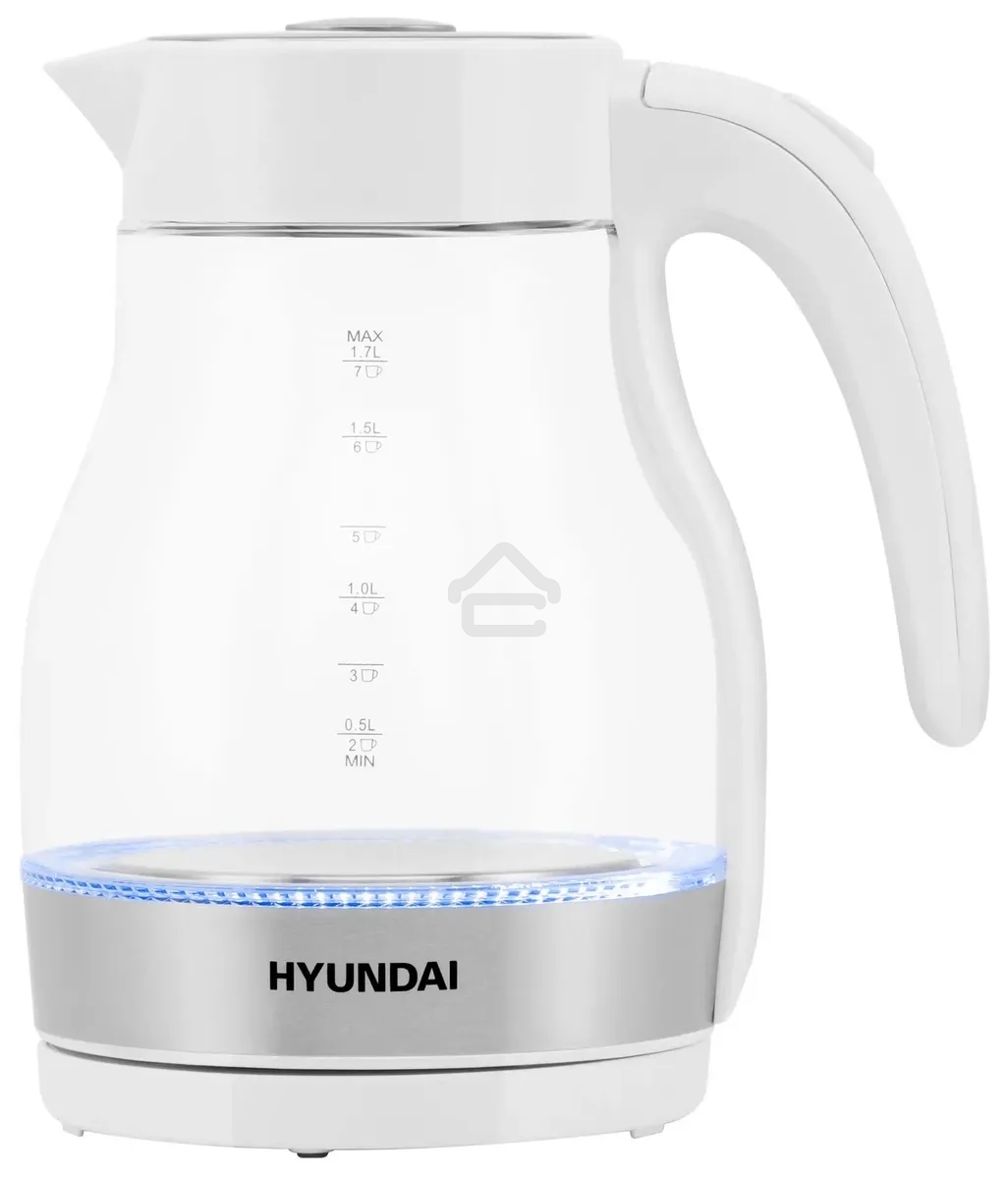 Чайник электрический Hyundai HYK-G3802 1.7л. 2200Вт белый/серебристый (корпус: стекло)