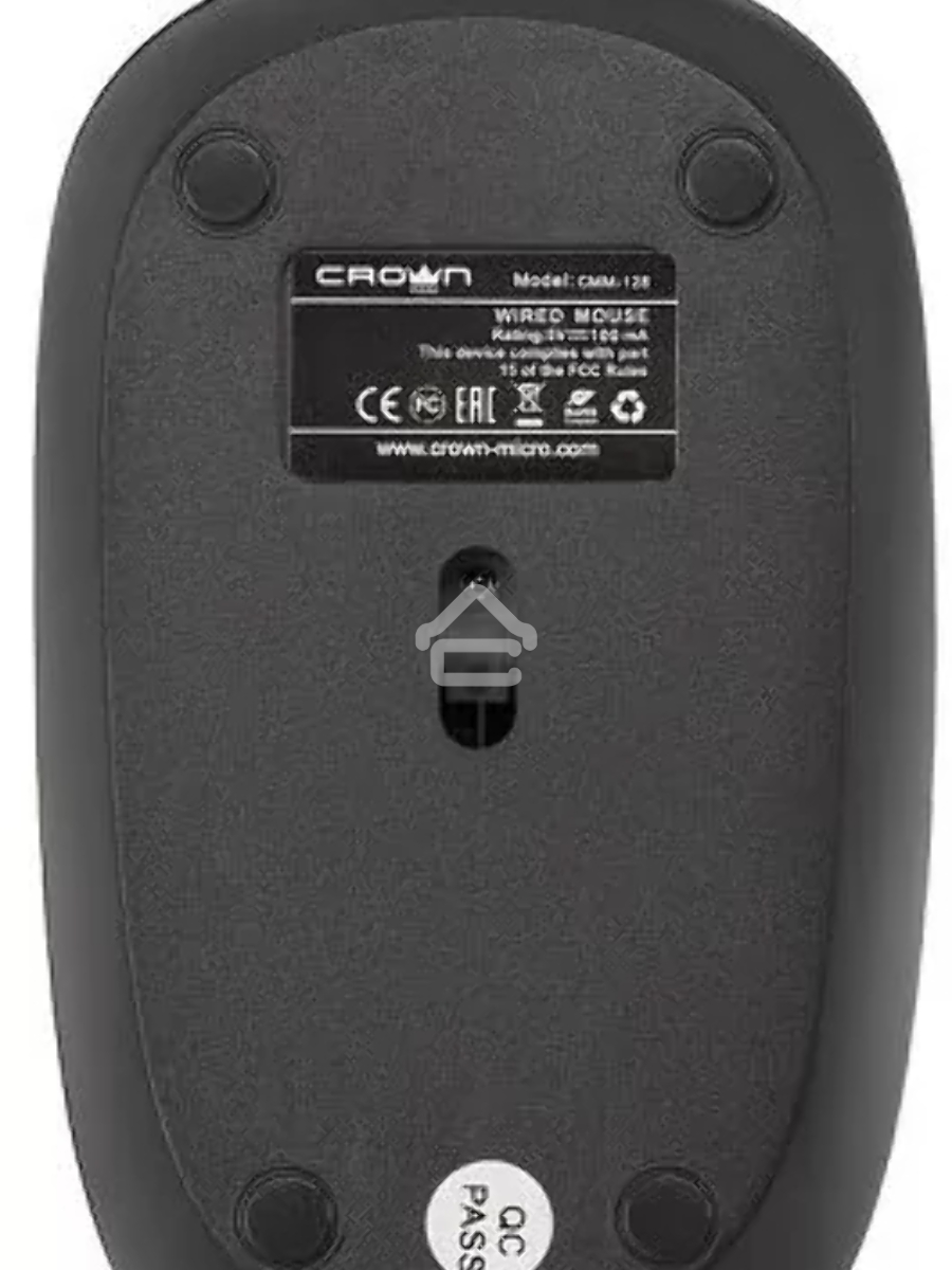 Мышь проводная Crown CMM-128 черный, 1000 dpi, USB, кнопки - 2