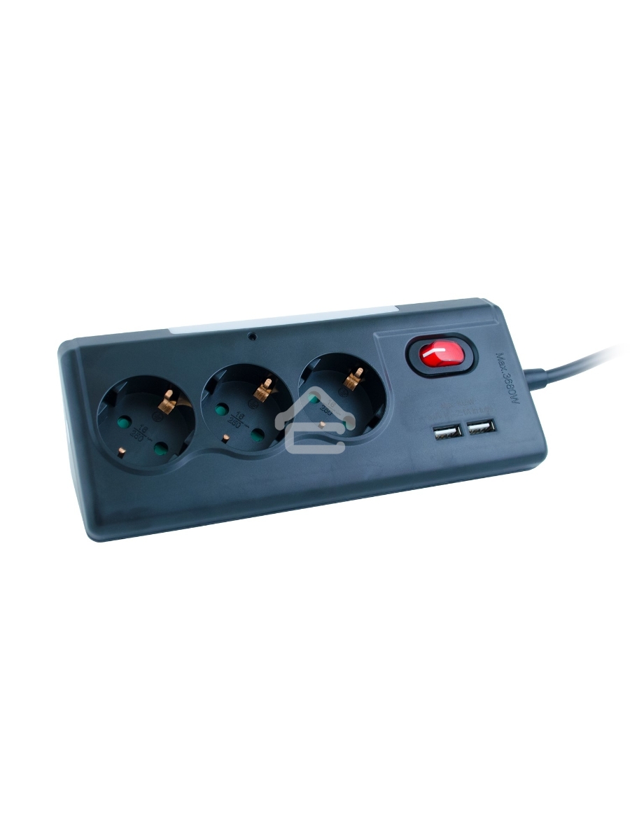 Удлинитель сетевой СТАРТ S 3x1 ZDV 2USB-- 12, 3 розетки, до 16А, 2xUSB, 1.5м, с заземлением, кнопка включения, функцией ночника, защитными шторками от детей, белый