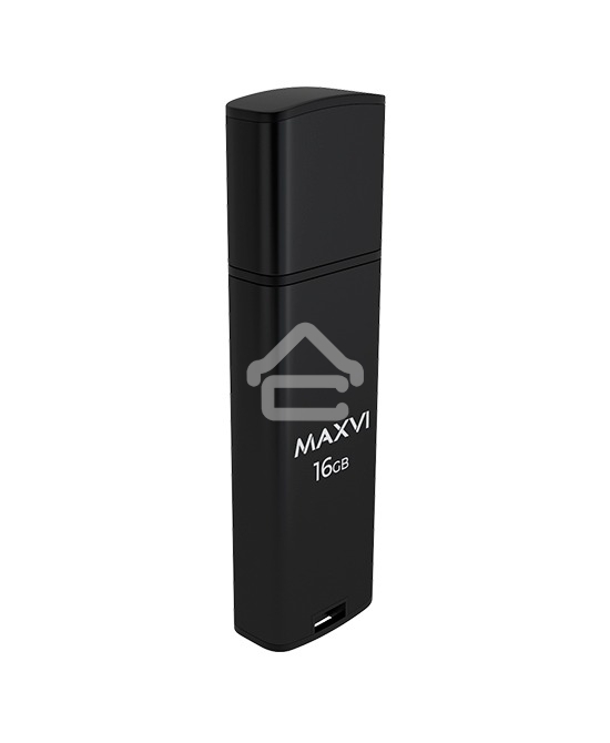 Флешка USB R/W Maxvi MP2 16GB USB 2.0 black, монолит с колпачком, ABS пластик + металл