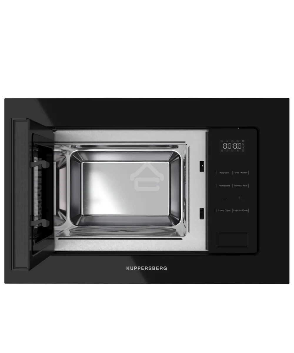 Микроволновая печь встраиваемая Kuppersberg, High-Tech, 20 л, гриль, 5 уровней мощности, 8 автоматических программ, многофункциональный таймер, размораживание, сенсорное управление, блокировка от детей, поворотный стол, черный