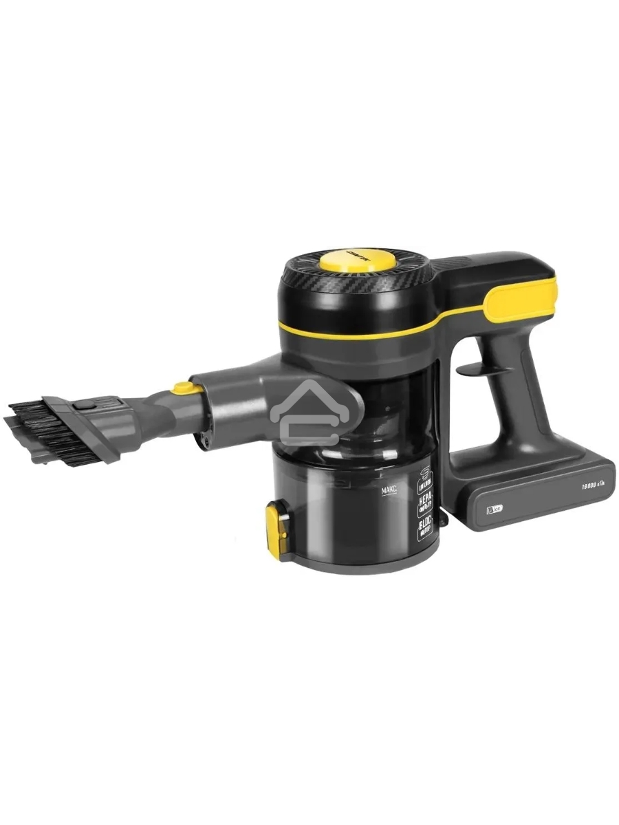 Пылесос вертикальный Centek CT-2573 черный/желтый, питание от аккумулятора, 215 Вт, уборка сухая, пылесборник 0.8 л, работа от АКБ max 45 мин